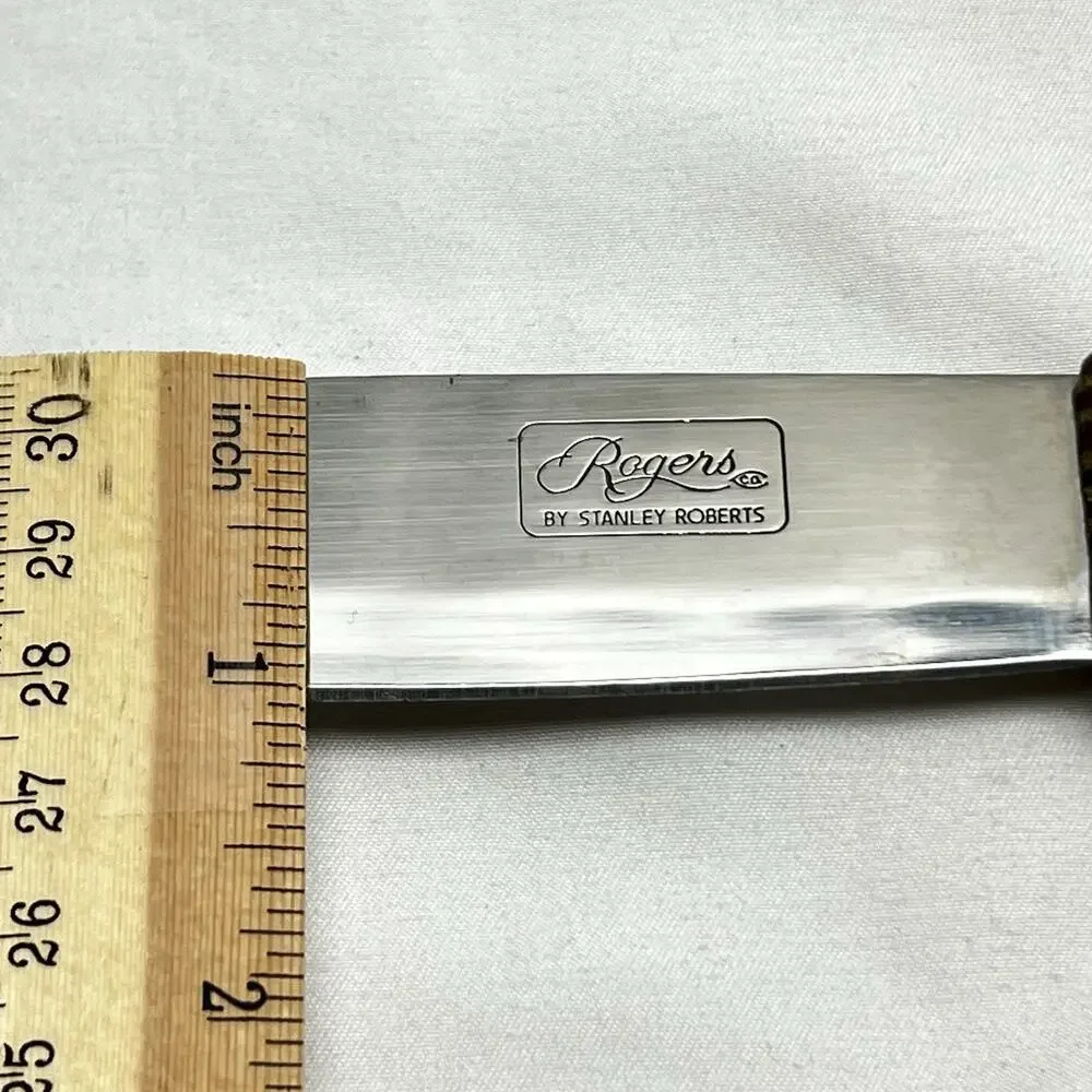 Rogers By Robert Stanley Stainless Vintage Wood Handle Steak Knives Set of 8